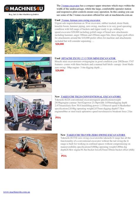 excavator catalogue